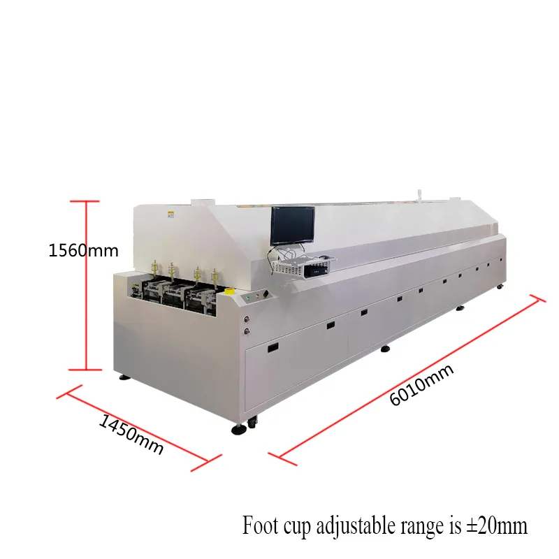 8 Zone Industrial SMD Reflow Oven for PCB Assembly